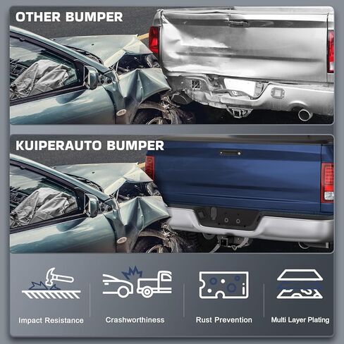 KUIPERAUTO Black Rear Step Bumper Assembly Compatible for 1999-2007 Ford F250 F350 F-250 SUPER DUTY Pickup ‎FO1101121 WITHOUT Parking Sensor Holes Steel Complete Back Bumpers in Kuwait
