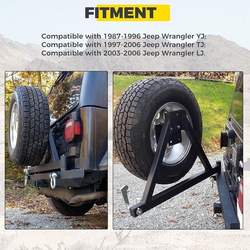 KUAFU Rear Bumper W/Tire Carrier Compatible with 1987-1996 Jeep Wrangler YJ 1997-2006 TJ 2003-2006 LJ w/D-Rings 2 packages in Kuwait