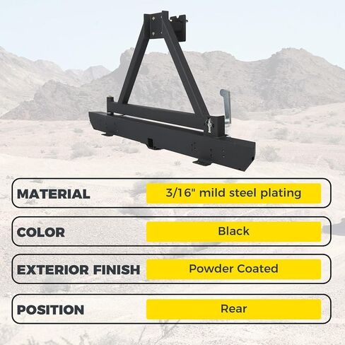KUAFU Rear Bumper W/Tire Carrier Compatible with 1987-1996 Jeep Wrangler YJ 1997-2006 TJ 2003-2006 LJ w/D-Rings 2 packages in Kuwait