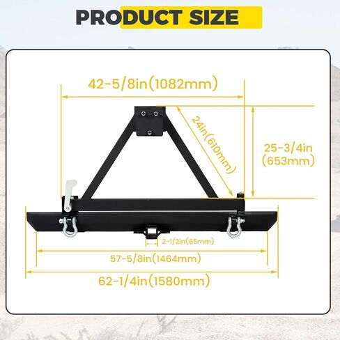 KUAFU Rear Bumper W/Tire Carrier Compatible with 1987-1996 Jeep Wrangler YJ 1997-2006 TJ 2003-2006 LJ w/D-Rings 2 packages in Kuwait