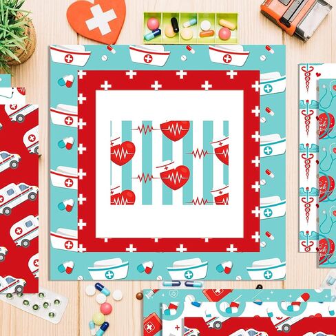 24 Sheets Nurse Scrapbook Paper 12'' x 12'' Medical Pattern Paper Pad Healthcare Double-Sided Scrapbook Pad for Nurses, Doctors, Medical Students, Nurse Appreciation Week, Graduation Gifts, DIY Crafts in Kuwait
