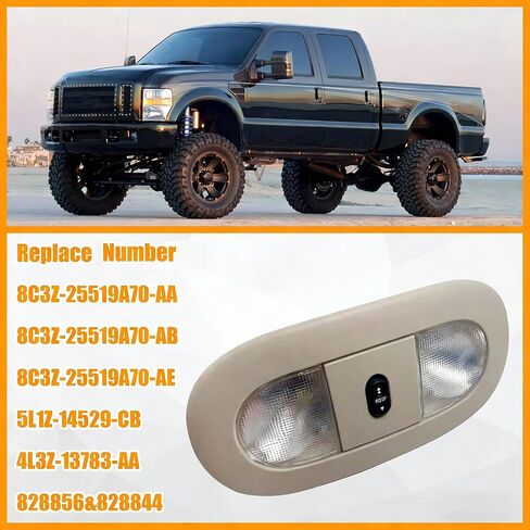 8C3Z-25519A70-AA Overhead Console with LED Dome Map Light & Sunroof Switch COMPATIBLE WITH Ford F-250 F-350 F-450 F-550 Super Duty 2008-2010 Cab Interior Ceiling Roof Reading Lamp, Beige in Kuwait
