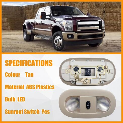 8C3Z-25519A70-AA Overhead Console with LED Dome Map Light & Sunroof Switch COMPATIBLE WITH Ford F-250 F-350 F-450 F-550 Super Duty 2008-2010 Cab Interior Ceiling Roof Reading Lamp, Beige in Kuwait