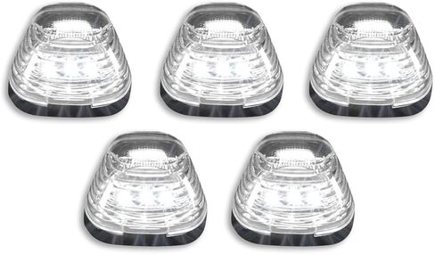 RECON - يناسب 1999-2016 Super Duty (F250، F350، F450، F550) مجموعة مصابيح سقف الكابينة المكونة من 5 قطع عالية الطاقة LED باللون الأبيض والعنبر وأضواء الجري المدخنة أو الشفافة (عدسة واضحة) in Kuwait
