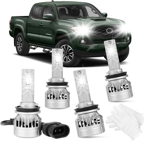 Compatible with Toyota Tacoma 2016-2023 Plug and Play High Low Beam Waterproof 10 Years Lifespan High Beam Low Beam for Tacoma Pack of 4 with Gloves in Saudi Arabia