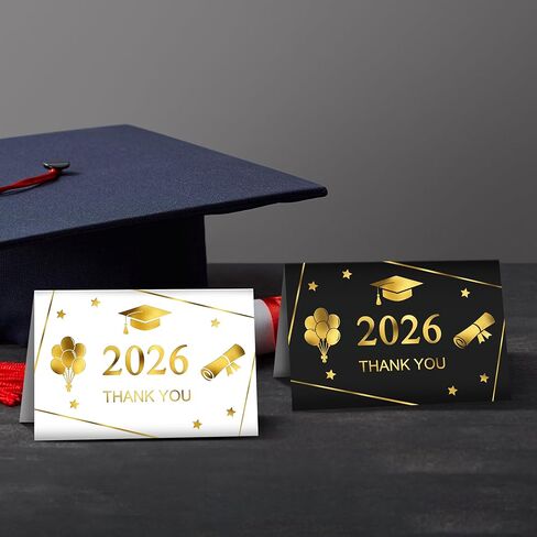 2026 Gold Foil Graduation Thank You Cards with Envelopes, 50 Pack 4x6 Inches Grad Thank You Cards Notes for College High School in Saudi Arabia