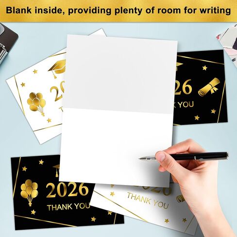 2026 Gold Foil Graduation Thank You Cards with Envelopes, 50 Pack 4x6 Inches Grad Thank You Cards Notes for College High School in Saudi Arabia