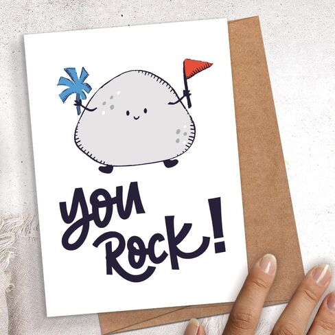 m&h invites You Rock Card – Cute Punny Greeting Card for Appreciation, Encouragement, Congratulations or Thank You in Kuwait