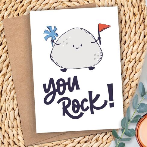 m&h invites You Rock Card – Cute Punny Greeting Card for Appreciation, Encouragement, Congratulations or Thank You in Kuwait