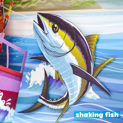 APOTODITO Fathers Day Card, Fishing Card for Father, Shaking Fish Greeting Card, Fathers Day Gift for Dad Father in Saudi Arabia