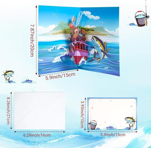 APOTODITO Fathers Day Card, Fishing Card for Father, Shaking Fish Greeting Card, Fathers Day Gift for Dad Father in Saudi Arabia