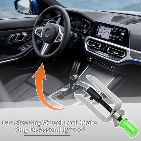 Car Steering Wheel Lock Plate Removal Tool, Steering Wheel Lock Plate Snap Ring Remover with 9/16"-18 Reversible Adapter, Compressor Puller Installer Tool, Universal for Vehicles in Saudi Arabia