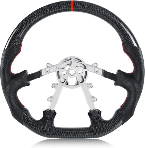 Real Carbon Fiber Steering Wheel For Chevrolet Corvette C5 D-shaped Nappa Perforated Leather Flat-bottom Steering Wheel For Corvette C5 1997-2004 Z06 in Saudi Arabia
