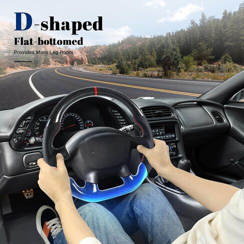 Real Carbon Fiber Steering Wheel For Chevrolet Corvette C5 D-shaped Nappa Perforated Leather Flat-bottom Steering Wheel For Corvette C5 1997-2004 Z06 in Saudi Arabia