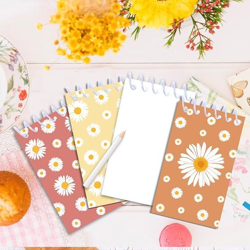 JOINFANXIN Daisy Mini Spiral Notebook, Flower Pocket Notebook For Classroom Students, 16 Pages Portable Office Meeting Supplies (24 Pack) in Kuwait