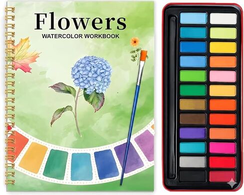 Watercolor Workbook for Beginners - 24 Colors Paint Set & Coloring Book, All-in-One Watercolor Painting Kit, Artistic Exploration Gift for Adults and Teens (Animals) in Kuwait