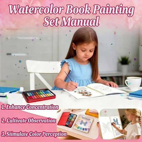 Watercolor Workbook for Beginners - 24 Colors Paint Set & Coloring Book, All-in-One Watercolor Painting Kit, Artistic Exploration Gift for Adults and Teens (Animals) in Kuwait