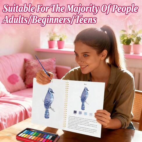 Watercolor Workbook for Beginners - 24 Colors Paint Set & Coloring Book, All-in-One Watercolor Painting Kit, Artistic Exploration Gift for Adults and Teens (Animals) in Kuwait