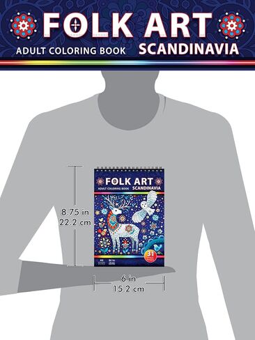 Folk Art. Scandinavia. Travel Size Adult Coloring Book on Thick Artist Paper with a Spiral Binding on the top in Saudi Arabia