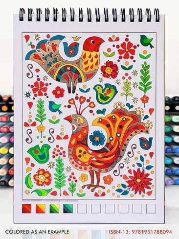 Folk Art. Scandinavia. Travel Size Adult Coloring Book on Thick Artist Paper with a Spiral Binding on the top in Saudi Arabia