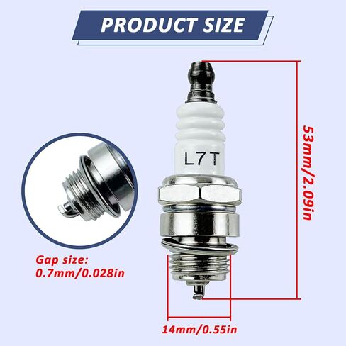 3Pcs L7T Spark Plugs Compatible with 36cc 43cc 47cc 49cc 52cc 2-Stroke Small Engine Chainsaw Trimmer Lawnmower Blower Brushcutter Champion RCJ6Y RCJ7Y Spark Plug in Saudi Arabia
