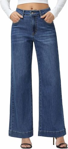 Foucome Women's Flare Jeans High Waisted Bell Bottom Jeans for Women Stretch Baggy Wide Leg Denim Pants in Saudi Arabia
