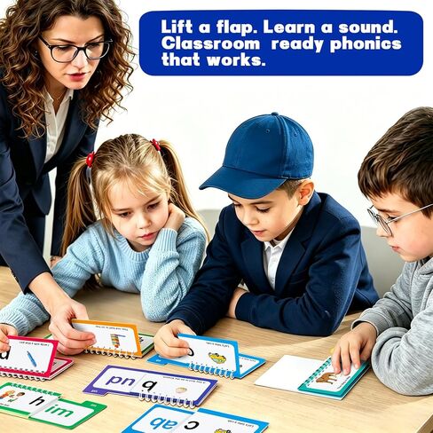Alened Phonics Flash Cards, Learn to Read with 30 Read & Rhyme Flip Books & Build Word Family Book, Complete Sentences CVC Sight Words Games for K-1st Grade, Homeschool Classroom Must Haves (Ages3-8) in Saudi Arabia