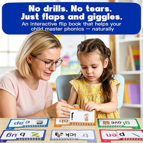 Alened Phonics Flash Cards, Learn to Read with 30 Read & Rhyme Flip Books & Build Word Family Book, Complete Sentences CVC Sight Words Games for K-1st Grade, Homeschool Classroom Must Haves (Ages3-8) in Saudi Arabia