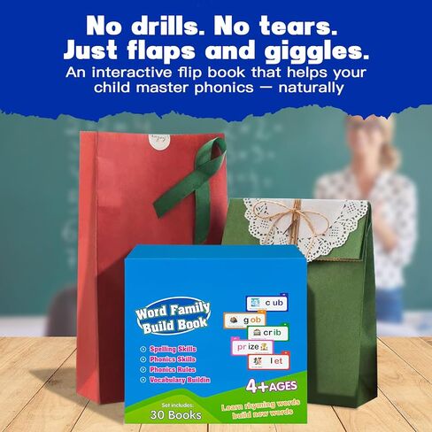Alened Phonics Flash Cards, Learn to Read with 30 Read & Rhyme Flip Books & Build Word Family Book, Complete Sentences CVC Sight Words Games for K-1st Grade, Homeschool Classroom Must Haves (Ages3-8) in Saudi Arabia