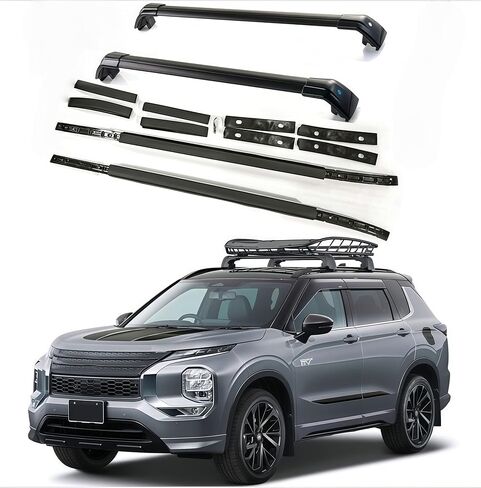 4PCS Black Roof Rack Cross Bars & Side Rails for Mitsubishi Outlander 2022 2023 2024 2025 2026, 165LBS Aluminum Cargo Carrier Rooftop Luggage Rack with Lock in Saudi Arabia