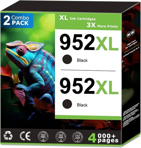952XL Black Ink Cartridges Compatible With HP 952 Black Ink (2 Pack) Compatible with HP OfficeJet Pro 7740 8710 8715 8720 8702 8715 8725 8730 8736 8743 Printer High Yield Updated with V19.8.1 Chip in Saudi Arabia