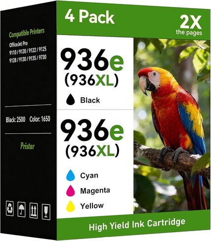 Pristar 936 Ink Cartridges Combo Pack Replacement for HP 936 Ink Cartridges 936e HP936 Compatible with HP Officejet Pro 9125e 9120e 9135e 9120 9130 9730 9730e Printers, High Yield 4 Pack (BK/C/M/Y) in Saudi Arabia