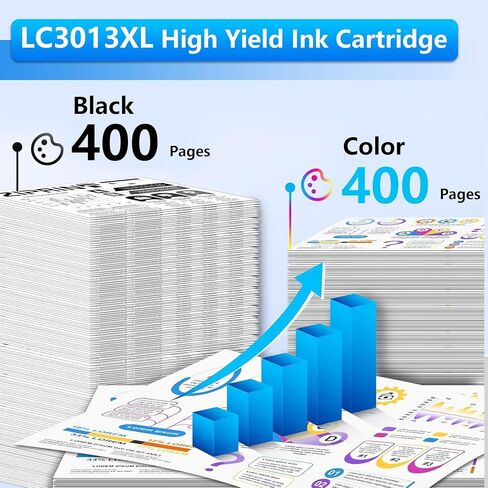 LC30134PKS High-Yield Color Ink Cartridges 4-Pack, Up to 400 Pages per Cartridge, Includes Black, Cyan, Magenta and Yellow - Replacement for Brother MFC-J491DW MFC-J497DW MFC-J895DW MFC-J690DW Printer in Saudi Arabia