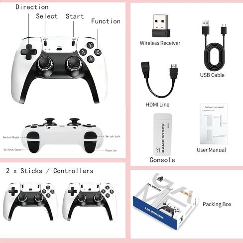 2026 Upgraded M15 Retro Game Stick, 128GB Retro Gaming Console, Plug & Play HDMI Game Stick for TV PC, Dual 2.4G Wireless Controllers in Saudi Arabia
