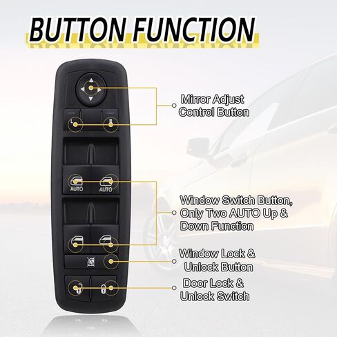 Vurkcy Master Window Switch 68231805AA Fit for 2011-2020 Chrysler 300, 2011-2019 Dodge Charger, 2015-2017 Chrysler 200, 2016-2018 Ram 1500 2500 3500 4500 5500 Replace 68139805AB in Kuwait