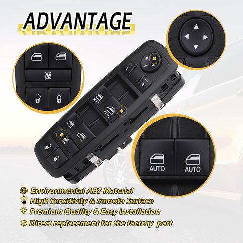 Vurkcy Master Window Switch 68231805AA Fit for 2011-2020 Chrysler 300, 2011-2019 Dodge Charger, 2015-2017 Chrysler 200, 2016-2018 Ram 1500 2500 3500 4500 5500 Replace 68139805AB in Kuwait