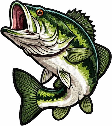 Bass Fish Iron On Patch – Freshwater Fishing Patch for Jackets, Backpacks, Hats, and Outdoor DIY Projects in Kuwait