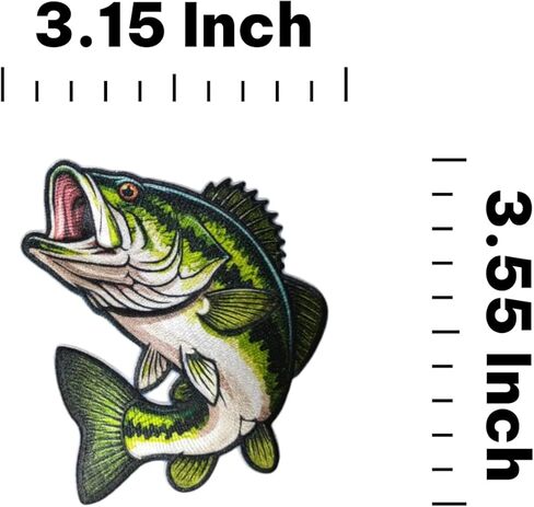 Bass Fish Iron On Patch – Freshwater Fishing Patch for Jackets, Backpacks, Hats, and Outdoor DIY Projects in Kuwait