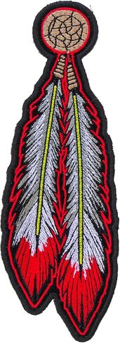 Red White Feathers Patch - 2.25x6.5 inch. Embroidered Iron on Patch (P4320) in Saudi Arabia