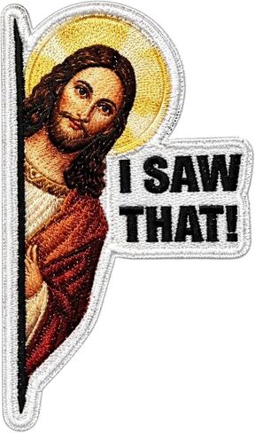 I Saw that Iron-On Patch Meme – Funny Jesus Meme Embroidered Patch for Jackets, Backpacks, Hats – Humor Patch DIY Clothing Applique, Novelty Gift for Friends in Kuwait