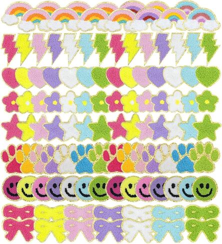 40 PCS White Chenille Number Self-Adhesive Patches, 0-9 Iron on Sewing on Adhesive Preppy Number Sticker Embroidered Patches Stick to Clothing Jeans Backpacks Hats Phone Case Water Bottle Notebook in Kuwait