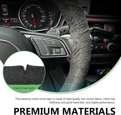 2 PCS Car Steering Wheel Cover Wrap Tape, Non-Slip Sweat-Absorbent Steering Wheel Strap Bandage, Breathable Vehicle Interior Accessories, Universal for Most Cars (Black) in Saudi Arabia