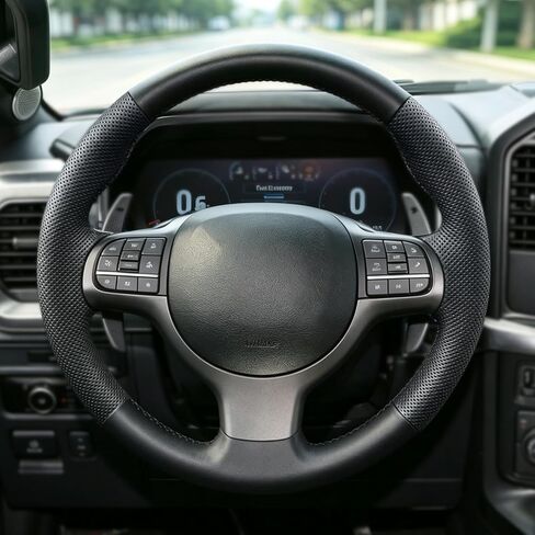 Hand Stitch Steering Wheel Cover | Heavy Duty Customized Fit for Fit for BMW E39 E46 Anti-Slip Perforated Leather Black in Saudi Arabia