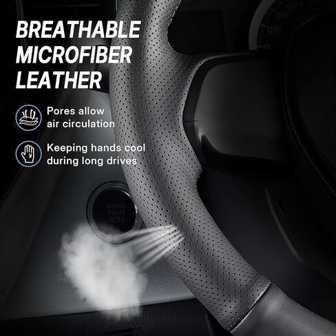 Hand Stitch Steering Wheel Cover | Heavy Duty Customized Fit for Fit for BMW E39 E46 Anti-Slip Perforated Leather Black in Saudi Arabia