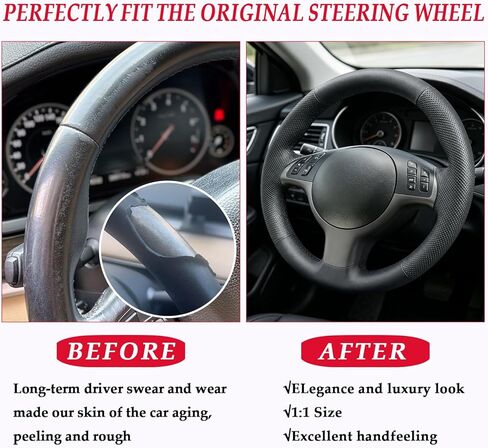 Hand Stitch Steering Wheel Cover | Heavy Duty Customized Fit for Fit for BMW E39 E46 Anti-Slip Perforated Leather Black in Saudi Arabia