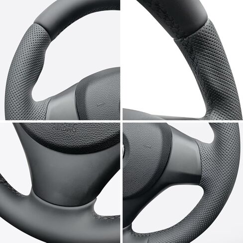 Hand Stitch Steering Wheel Cover | Heavy Duty Customized Fit for Fit for BMW E39 E46 Anti-Slip Perforated Leather Black in Saudi Arabia