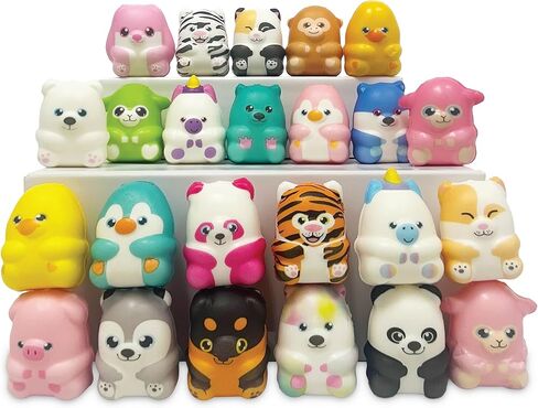 MindWare 24 Squishy Animals for Kids - Small Party Favor Toys for Mini Classroom Prizes, Pinata, and Birthday Gift Goodie Bag Stuffers in Kuwait