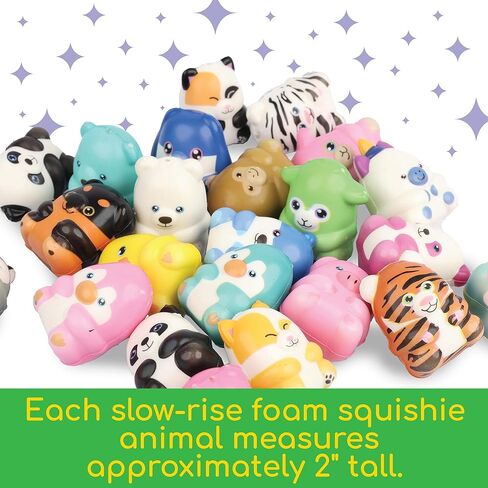MindWare 24 Squishy Animals for Kids - Small Party Favor Toys for Mini Classroom Prizes, Pinata, and Birthday Gift Goodie Bag Stuffers in Kuwait