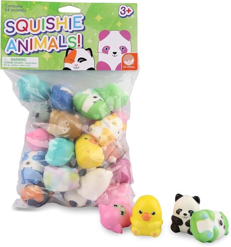MindWare 24 Squishy Animals for Kids - Small Party Favor Toys for Mini Classroom Prizes, Pinata, and Birthday Gift Goodie Bag Stuffers in Kuwait