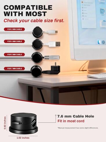 10Pack Magnetic Rotatable Cord Holder with Box, 360°Rotating Clips Cable Organizer for Nightstand, with No-Residue Strong Adhesive for Desk, Phone Cord for Home, Office, Car, Travel Accessories in Saudi Arabia